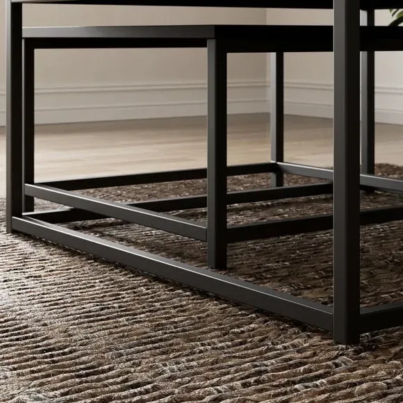 Nesting Coffee Tables Set - Black Oak, Wood Effect