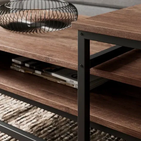 Nesting Coffee Tables Set - Dark Wood, Metal
