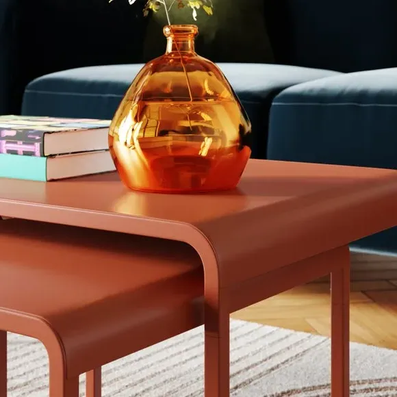 Nesting Coffee Tables Set - Orange Umber, Metal