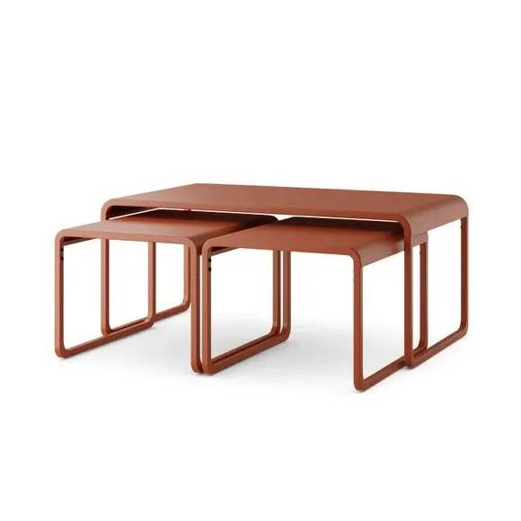 Nesting Coffee Tables Set - Orange Umber, Metal