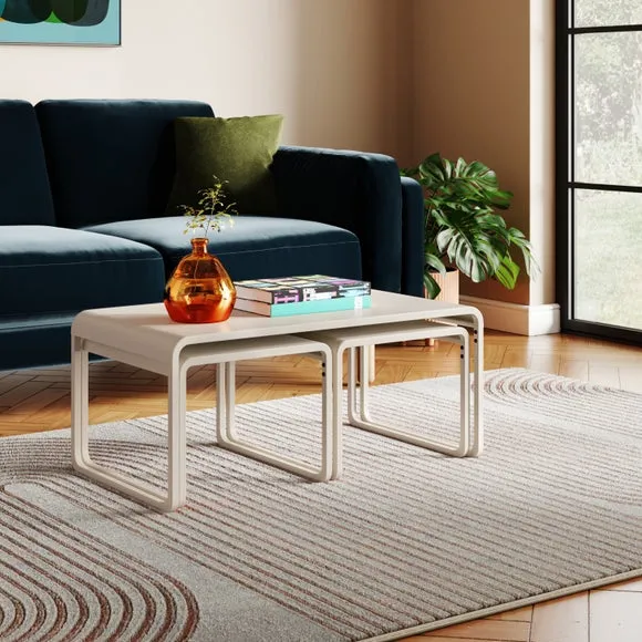 Nesting Coffee Tables Set - Stone, Metal