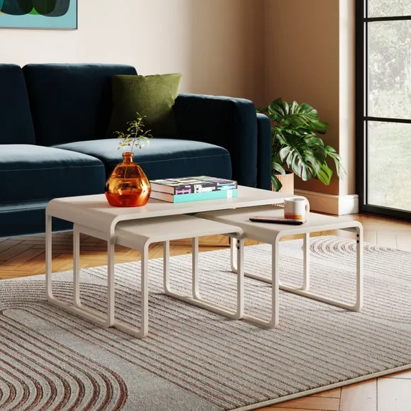 Nesting Coffee Tables Set - Stone, Metal