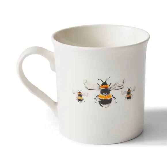 Novelty Mug with Bee Design - White, Bone China