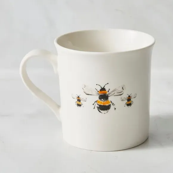 Novelty Mug with Bee Design - White, Bone China image