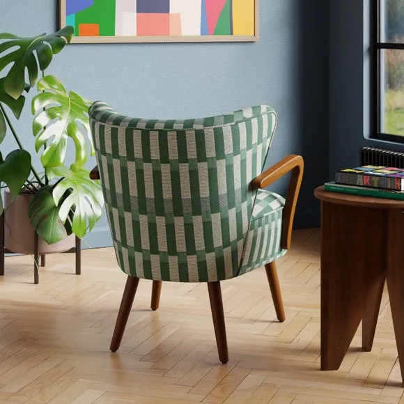 Occasional Armchair Checkerboard - Green, Wood