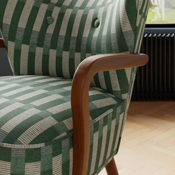 Occasional Armchair Checkerboard - Green, Wood