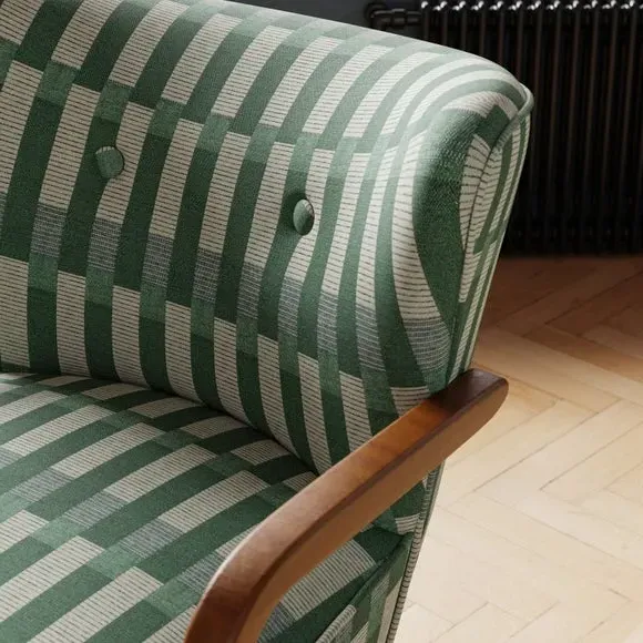 Occasional Armchair Checkerboard - Green, Wood
