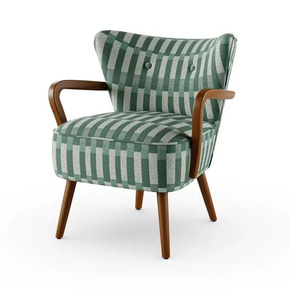 Occasional Armchair Checkerboard - Green, Wood