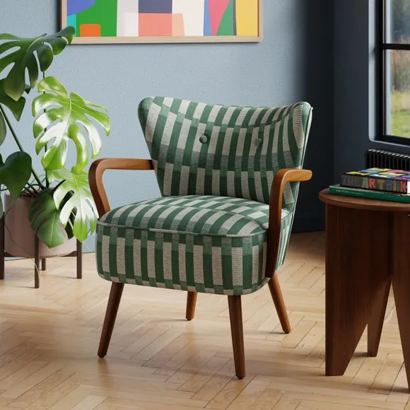 Occasional Armchair Checkerboard - Green, Wood