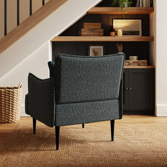 Occasional Armchair with Metal Legs - Black