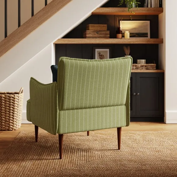 Occasional Armchair with Pinstripe - Olive