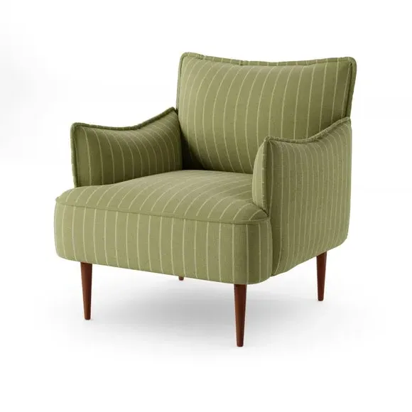 Occasional Armchair with Pinstripe - Olive