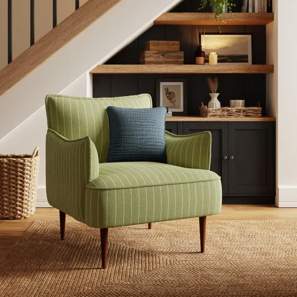 Occasional Armchair with Pinstripe - Olive