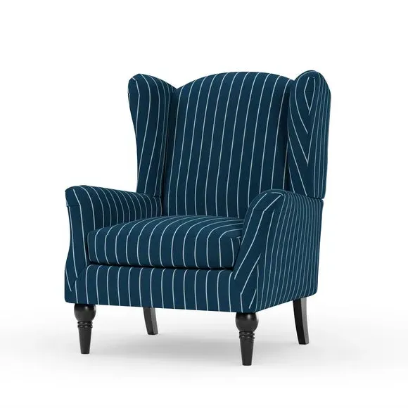 Occasional Armchair with Winged Arms - Indigo