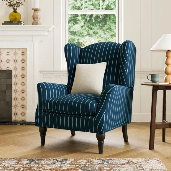 Occasional Armchair with Winged Arms - Indigo image