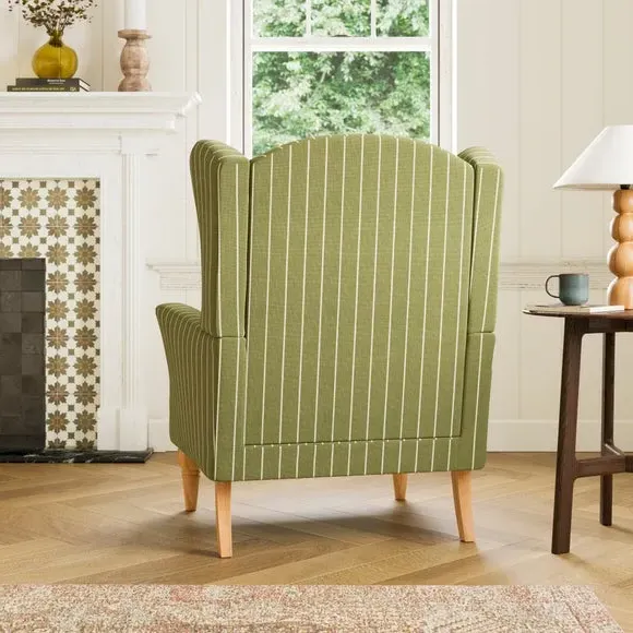 Occasional Armchair with Winged Arms - Olive