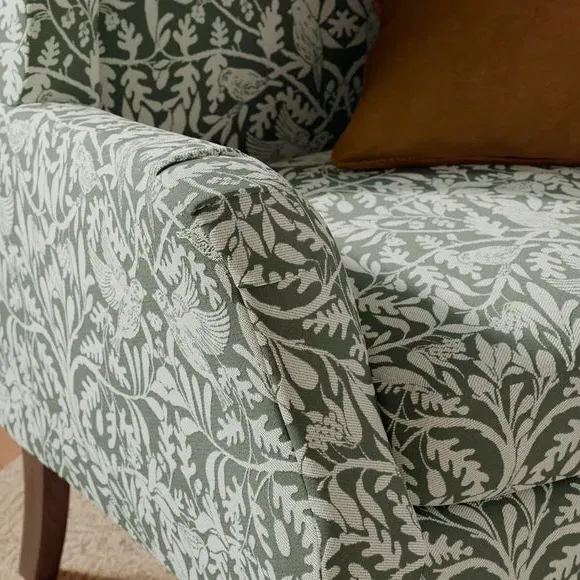 Occasional Armchair with Winged Arms - Olive, Chenille