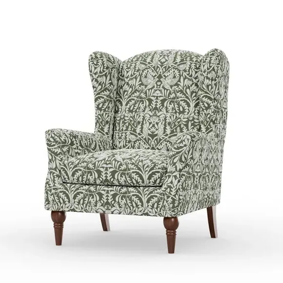 Occasional Armchair with Winged Arms - Olive, Chenille