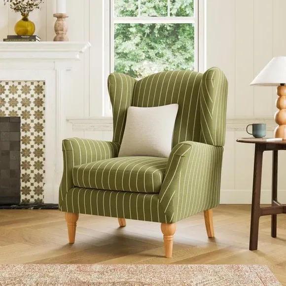Occasional Armchair with Winged Arms - Olive