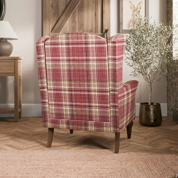 Occasional Armchair with Wings - Burgundy, Check
