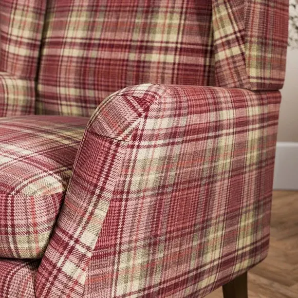 Occasional Armchair with Wings - Burgundy, Check