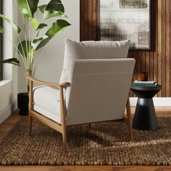 Occasional Armchair Wooly Textured - Natural