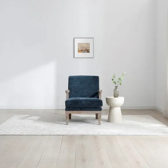 Occasional Chair with Curved Arms - Navy, Chenille