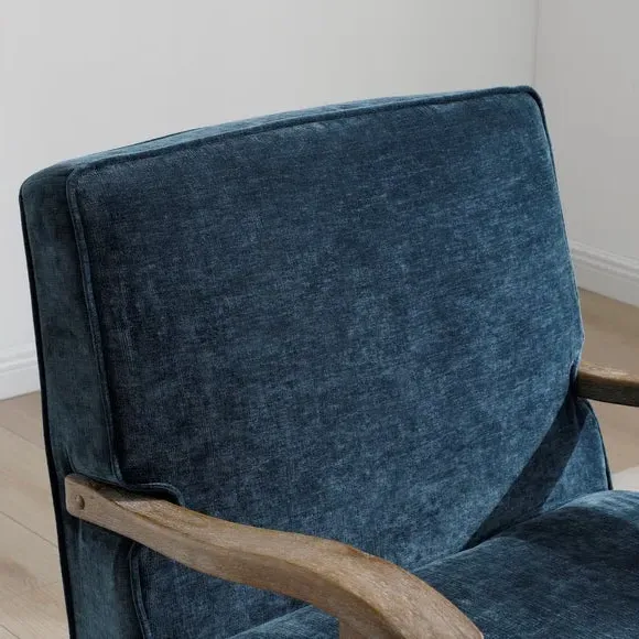 Occasional Chair with Curved Arms - Navy, Chenille
