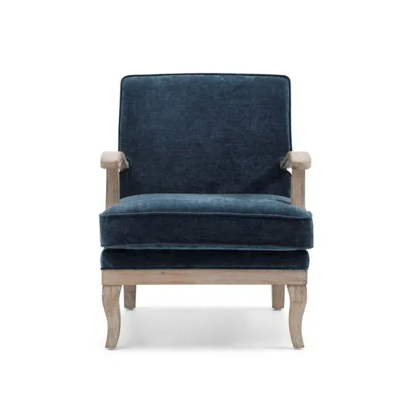 Occasional Chair with Curved Arms - Navy, Chenille