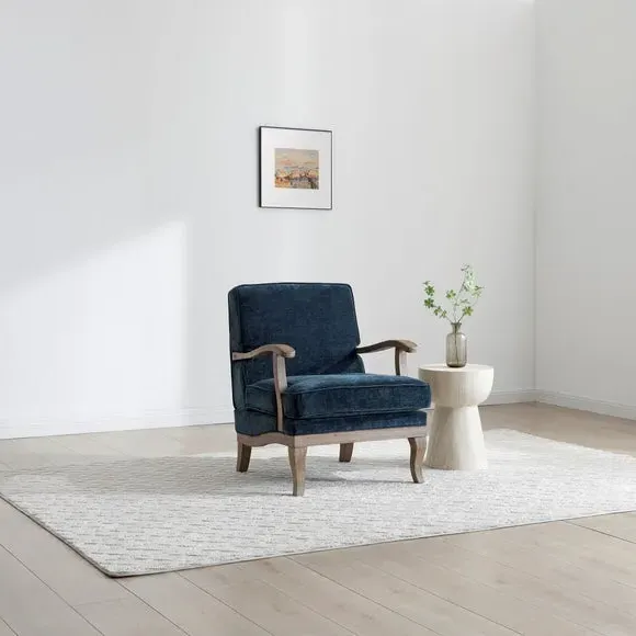 Occasional Chair with Curved Arms - Navy, Chenille image