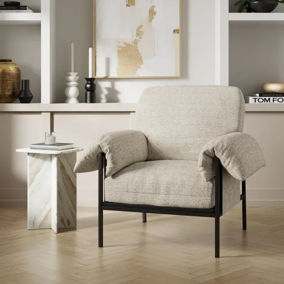 Occasional Chair with Pillow Arms - Natural, Fabric image