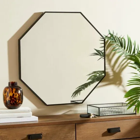 Octagon Wall Mirror - Black, MDF Frame image
