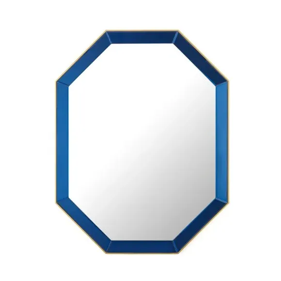 Octagon Wall Mirror with Bevelled Edge - Blue