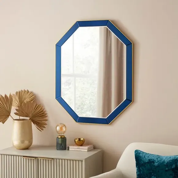 Octagon Wall Mirror with Bevelled Edge - Blue image