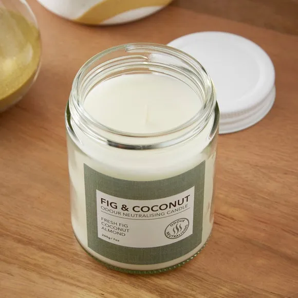 Odour Neutralising Candle - Fig Coconut, Glass