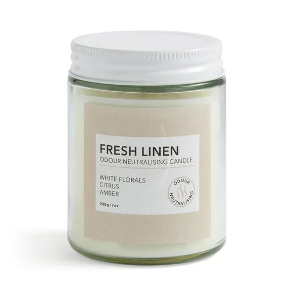 Odour Neutralising Candle - Linen Sky, Glass