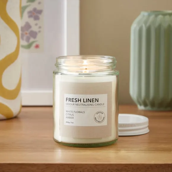 Odour Neutralising Candle - Linen Sky, Glass image