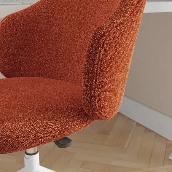 Office Chair Height Adjustable - Orange, Boucle