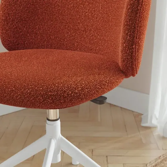 Office Chair Height Adjustable - Orange, Boucle