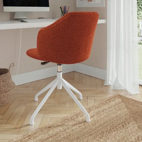 Office Chair Height Adjustable - Orange, Boucle