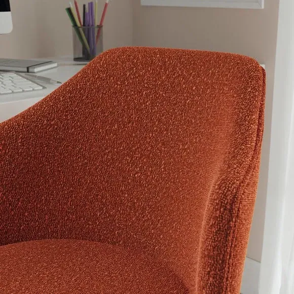 Office Chair Height Adjustable - Orange, Boucle