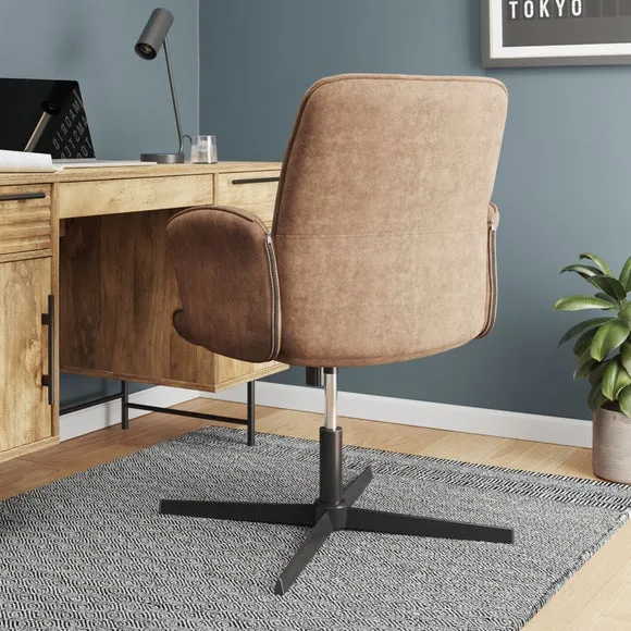 Office Chair Height Adjustable - Tan, Faux Leather