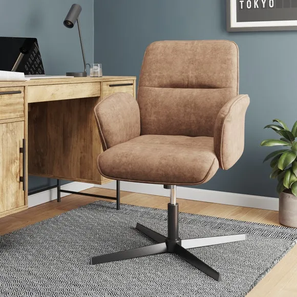 Office Chair Height Adjustable - Tan, Faux Leather image