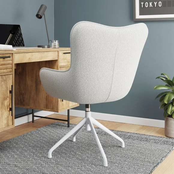 Office Chair with Contoured Back - Cream, Boucle