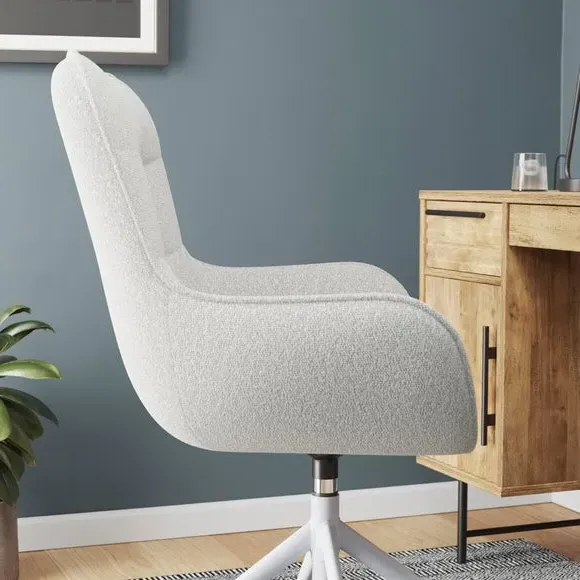 Office Chair with Contoured Back - Cream, Boucle