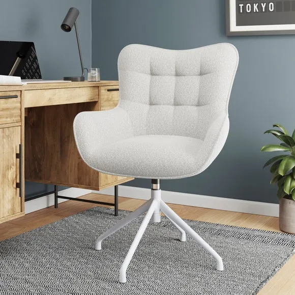 Office Chair with Contoured Back - Cream, Boucle image