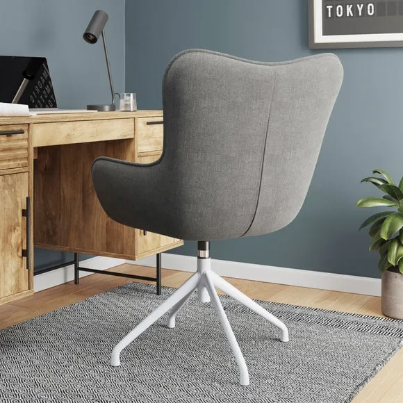 Office Chair with Curved Backrest - Grey, Fabric