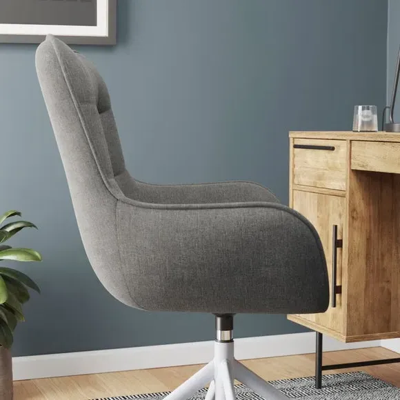 Office Chair with Curved Backrest - Grey, Fabric