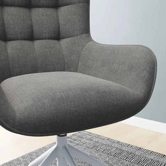 Office Chair with Curved Backrest - Grey, Fabric