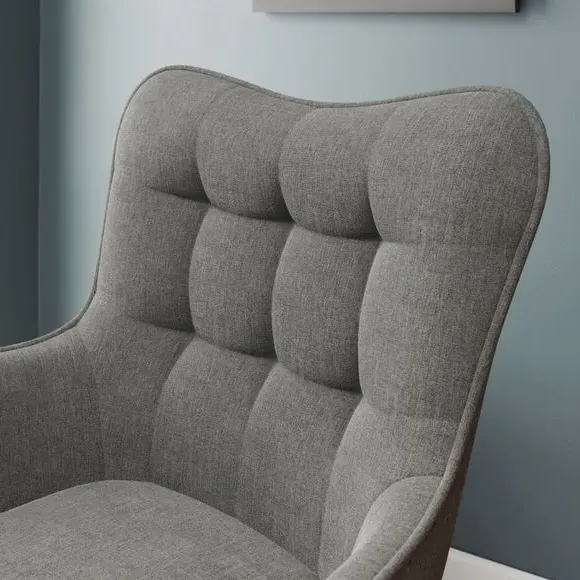 Office Chair with Curved Backrest - Grey, Fabric